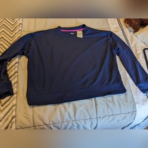 NWT Jenni Intimates Blue Long-Sleeve Knit Shirt, Small